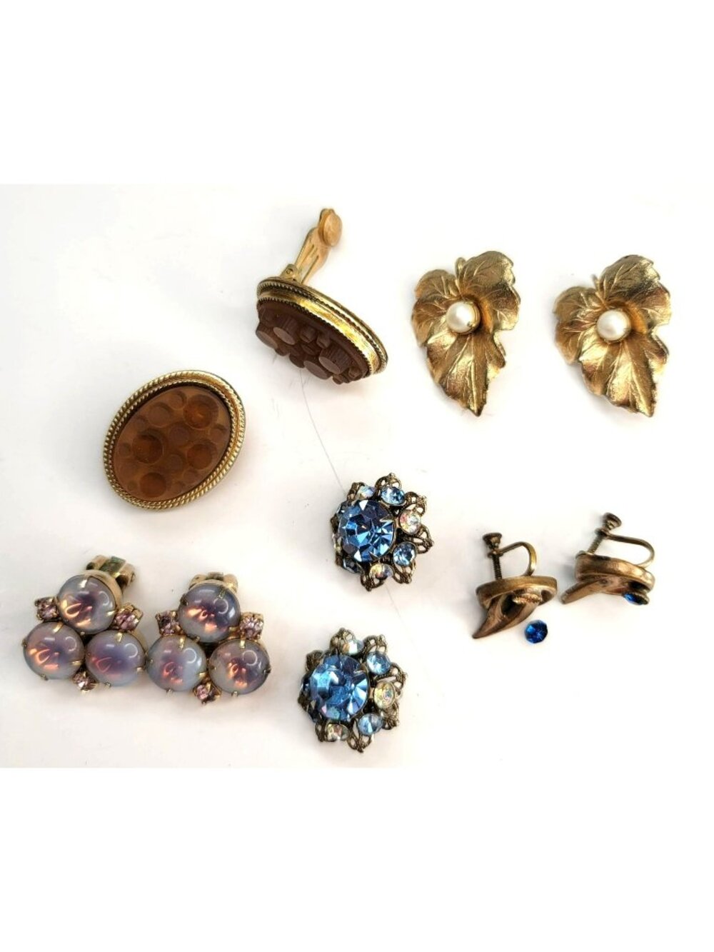 Vintage Glam Earrings Clip-on Screw Back Collection Five Pair Boho Cottage Ct555